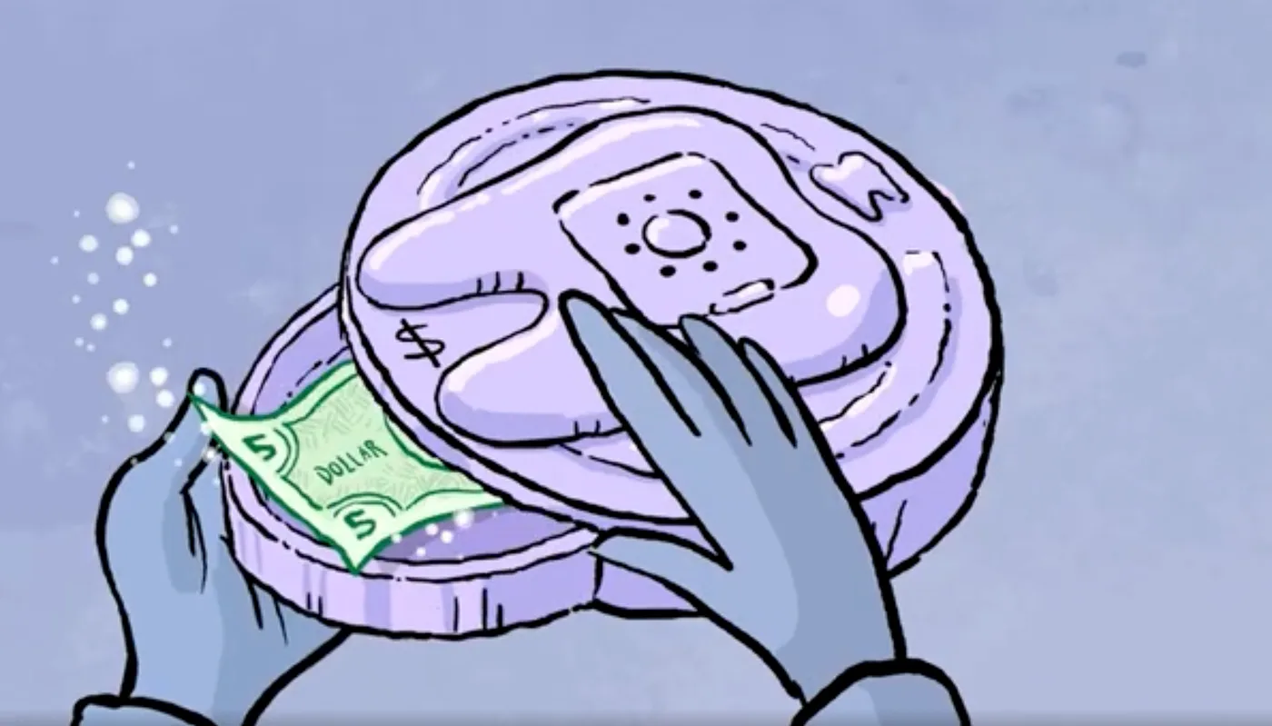 The ToothSafe opened to show a folded dollar bill inside the second, hidden compartment
